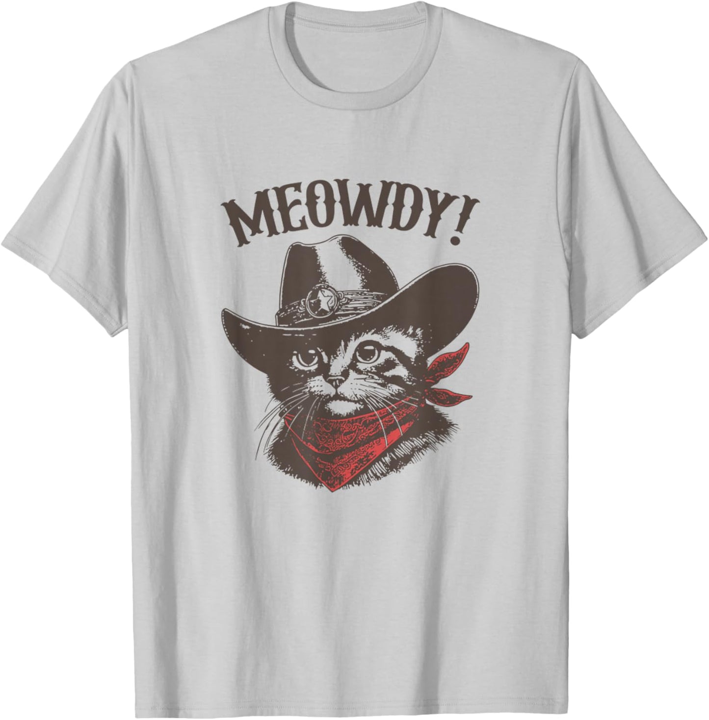 Meowdy Cat Cowboy Cat Country Western Funny Cat T-Shirt - T-Shirt | Ash