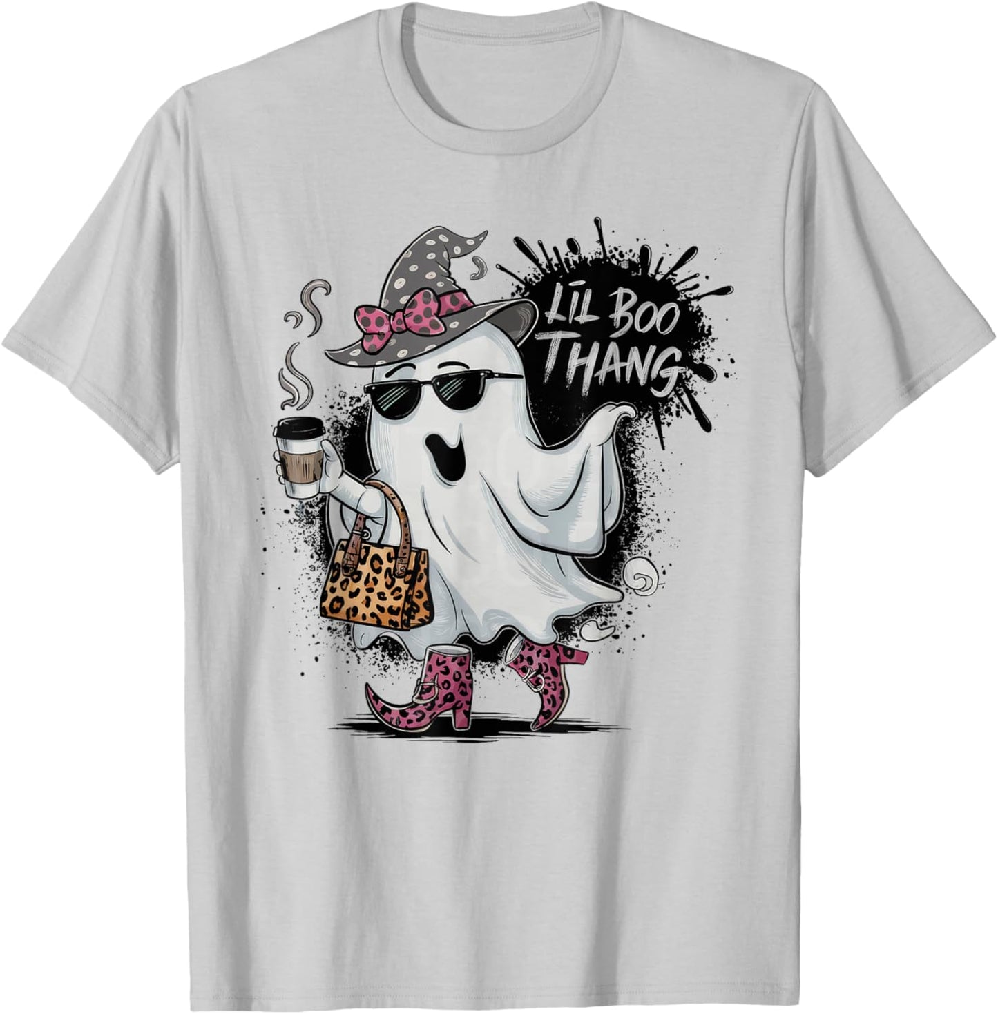Lil Boo Thang Cute Ghost Halloween Costume Girl Kids T-Shirt - T-Shirt | Ash