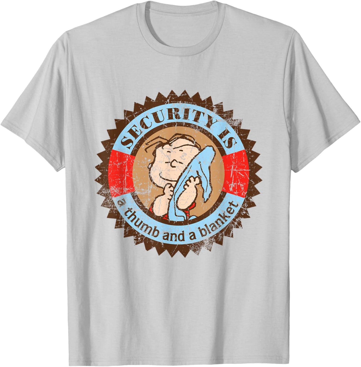 Peanuts Linus Van Pelt Security is A Thumb and Blanket T-Shirt - T-Shirt | Ash