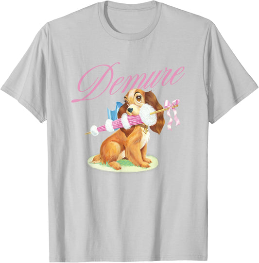Disney Lady and the Tramp Cute Lady Demure Sketch Chest Logo T-Shirt - T-Shirt | Ash