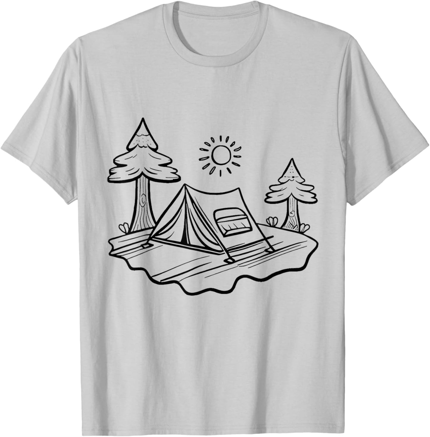 Tent camp Camping coloring and painting yourself coloring T-Shirt - T-Shirt | Ash