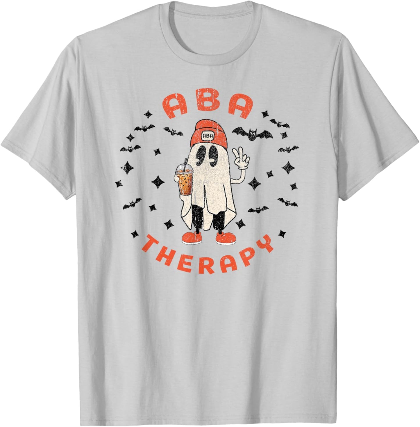 Halloween ABA Therapy Therapist Behavior Autism Ghost Fall T-Shirt - T-Shirt | Ash