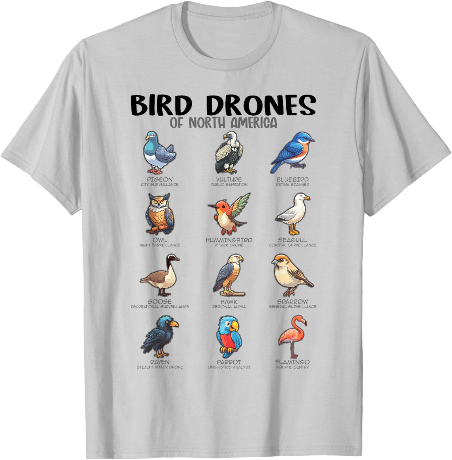 Bird Drones Of North America, Ornithologist Ornithology T-Shirt - T-Shirt | Ash
