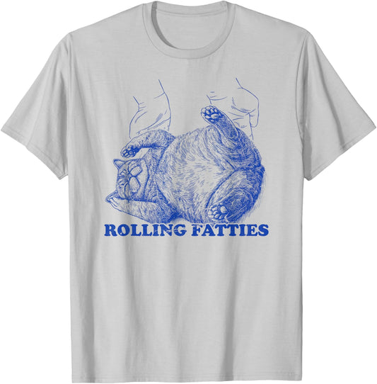 Rolling Fatties cat funny cute cat lover Kitten Owner retro T-Shirt - T-Shirt | Ash