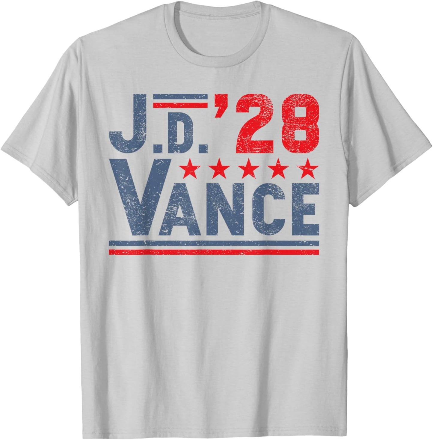 JD Vance 2028 President Election Campaign 28 American Flag T-Shirt - T-Shirt | Ash