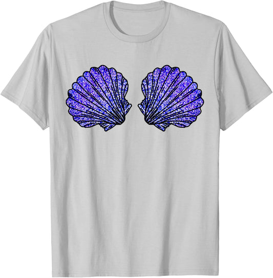 Funny Mermaid Seashell BRA Costume Girls Halloween T-Shirt - T-Shirt | Ash