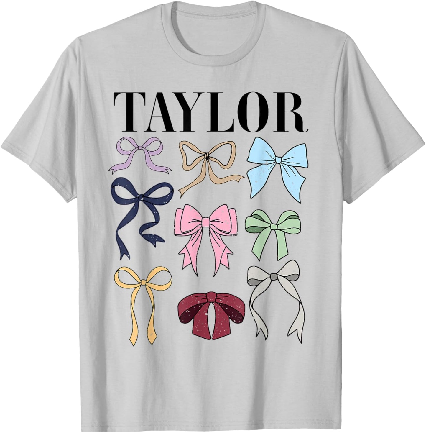 Retro Coquette Taylor First Name Personalized Birthday Girl T-Shirt - T-Shirt | Ash