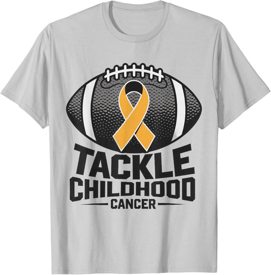 Childhood Cancer Awareness Tackle Childhood Cancer Football T-Shirt - T-Shirt | Ash