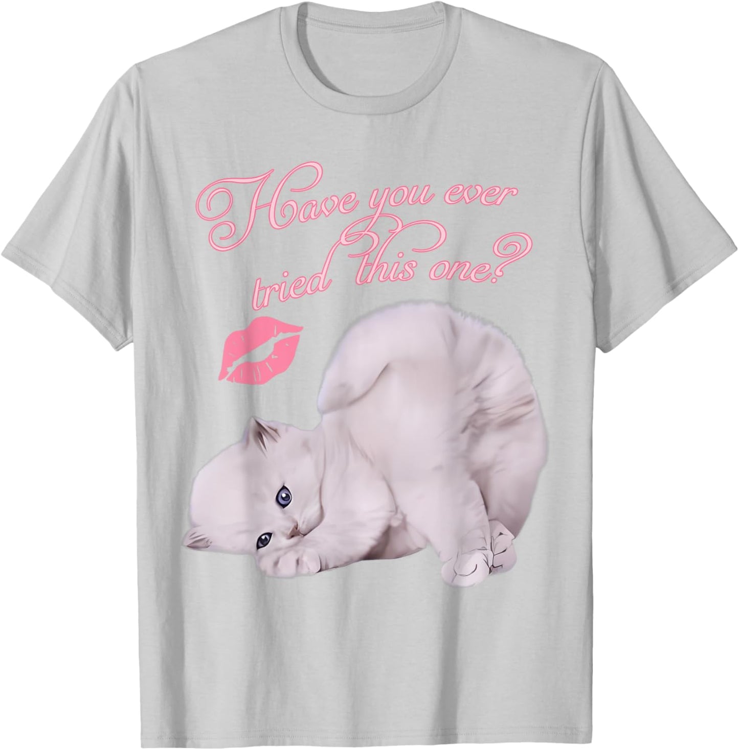 Carpenter Funny Espresso Sweet Adult Cute Cat Kitten Graphic White Small Modern Graphic Cartoon Classic Fit Imported Polyester 100% Machine Wash Spring Summer Short Sleeve T-Shirt - T-Shirt | Ash