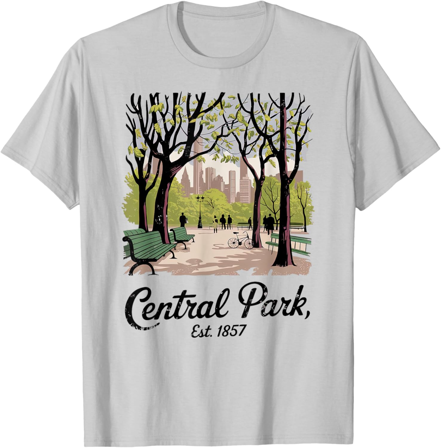 Central Park, Est. 1857 New York Nostalgic Vintage NYC Style T-Shirt - T-Shirt | Ash