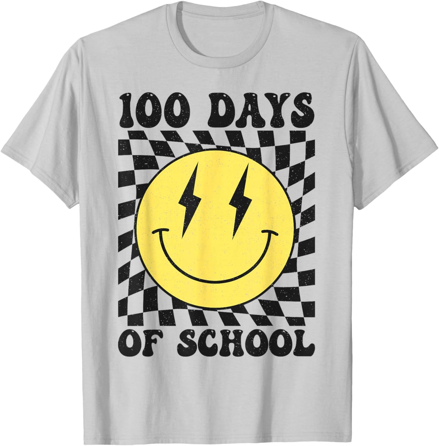 Retro 100 Days of School Smile Face 100th Day of School T-Shirt - T-Shirt | Ash
