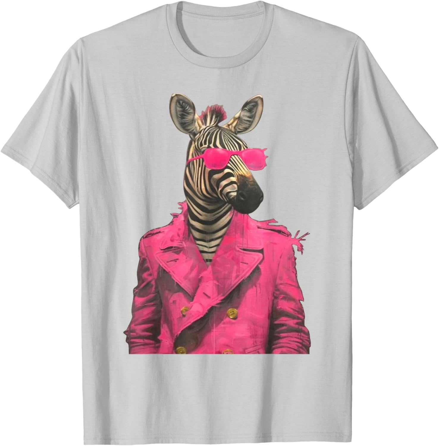 Peachbruh Fashion Zebra Wearing A Pink Suit and Pink T-Shirt - T-Shirt | Ash