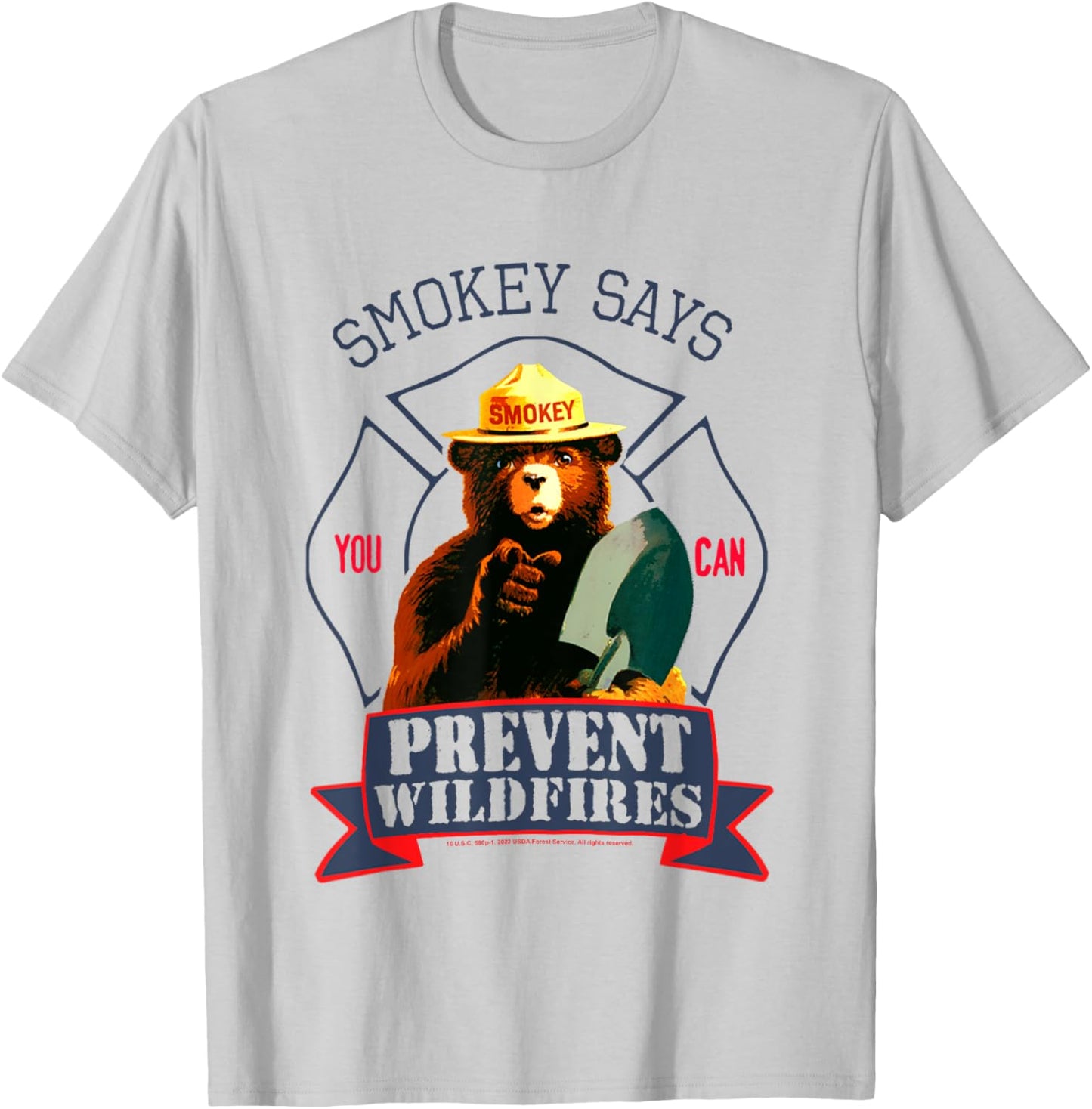 Smokey Bear You Can Prevent Forest Fires Vintage Badge T-Shirt - T-Shirt | Ash
