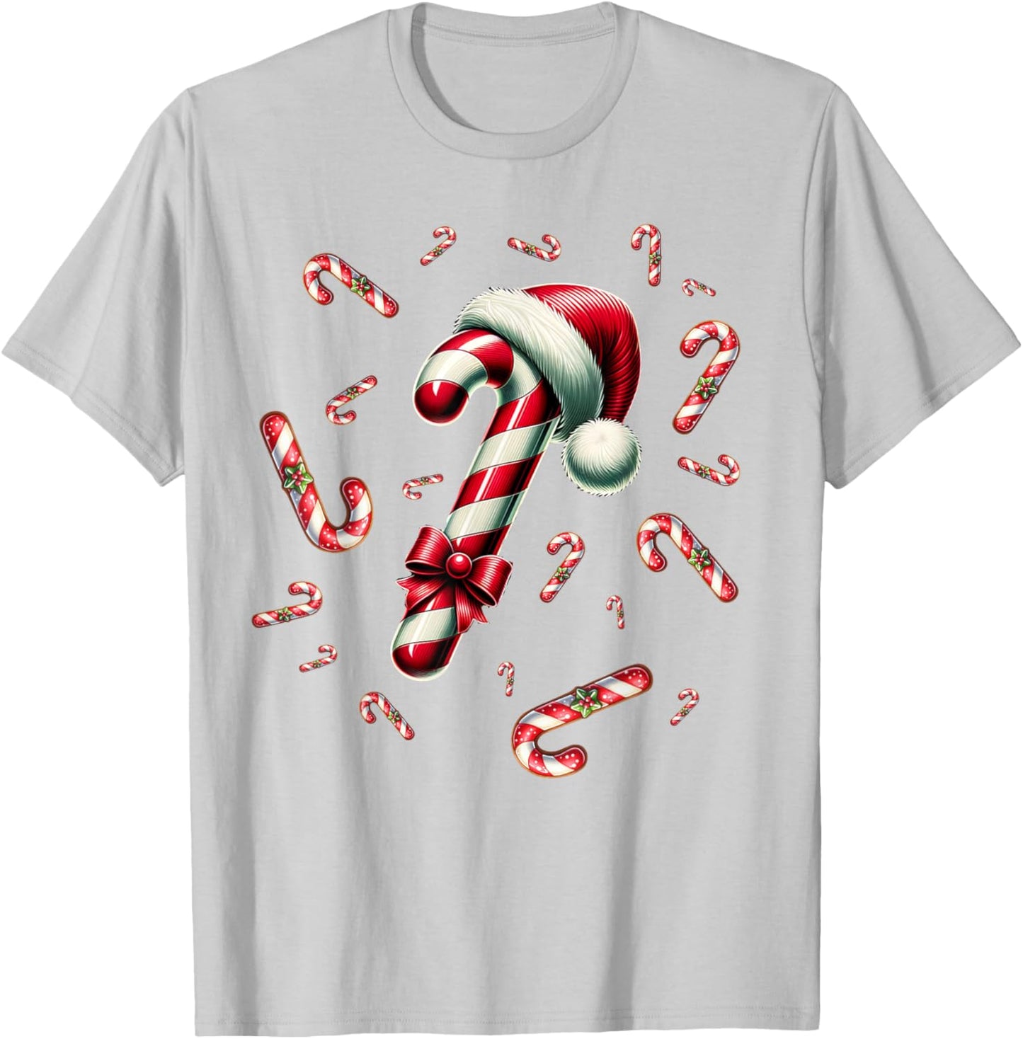 Christmas Candy Cane Crew Lights Red and White Candy Costume T-Shirt - T-Shirt | Ash