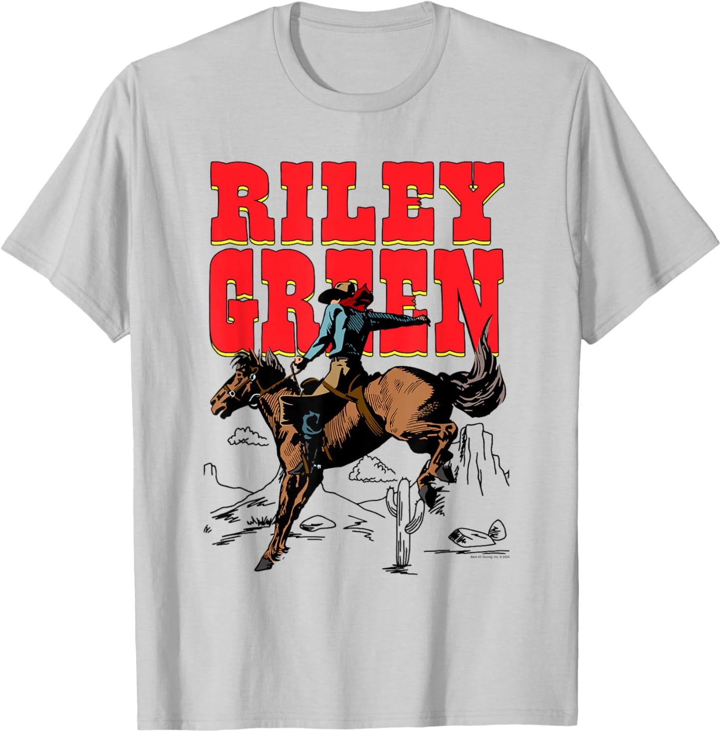 Riley Green Cowboy Horseback Riding Desert T-Shirt - T-Shirt | Ash