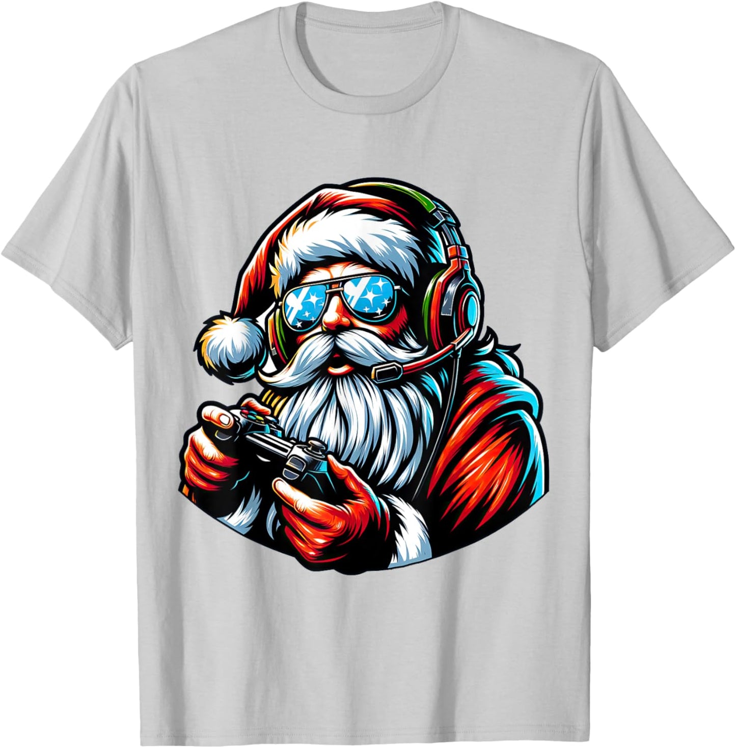 Christmas Gamer Boys Video Game Santa Xmas T-Shirt - T-Shirt | Ash