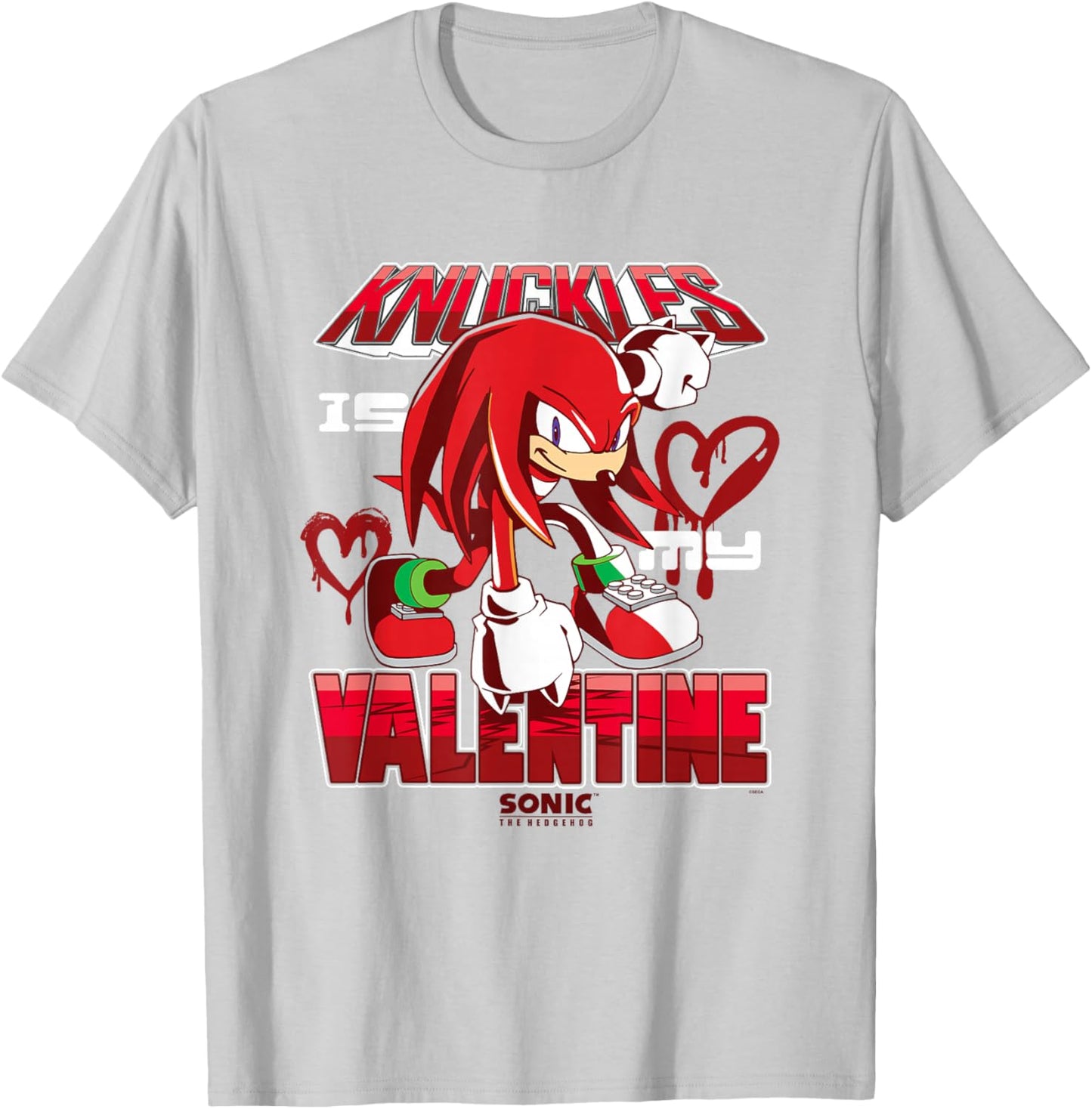 Sonic The Hedgehog Valentine's Day Knuckles My Valentine T-Shirt - T-Shirt | Ash