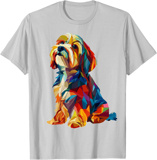 Tibetan Terrier Dog Graphic Pet Art Colorful Tibetan Terrier T-Shirt - T-Shirt | Ash