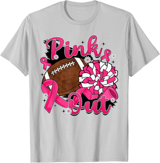 Breast Cancer Awareness Football Pink Out Pink Ribbon Women T-Shirt - T-Shirt | Ash