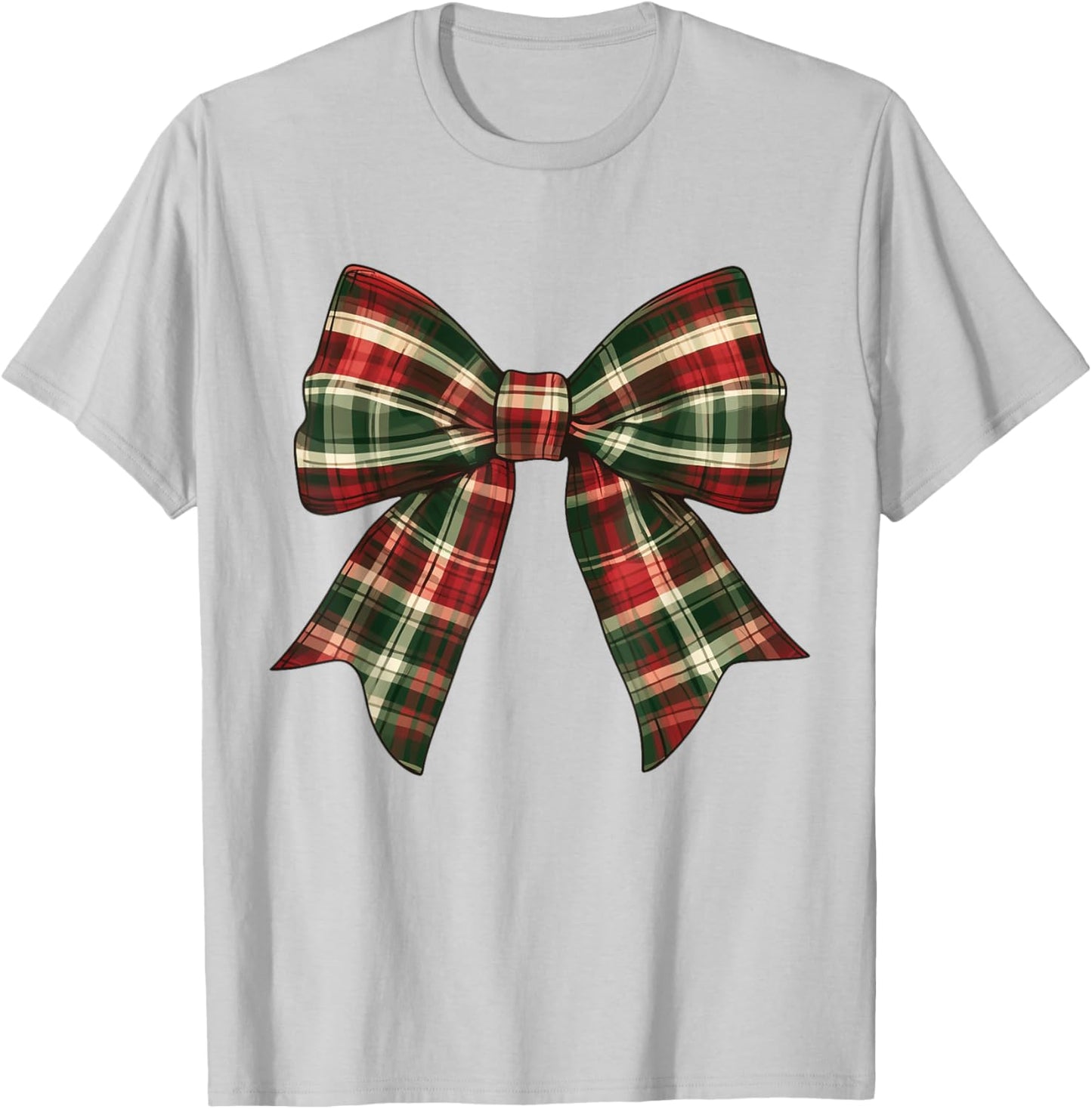 Christmas Bow Tartan Buffalo Plaid For Girls Toddlers Women T-Shirt - T-Shirt | Ash