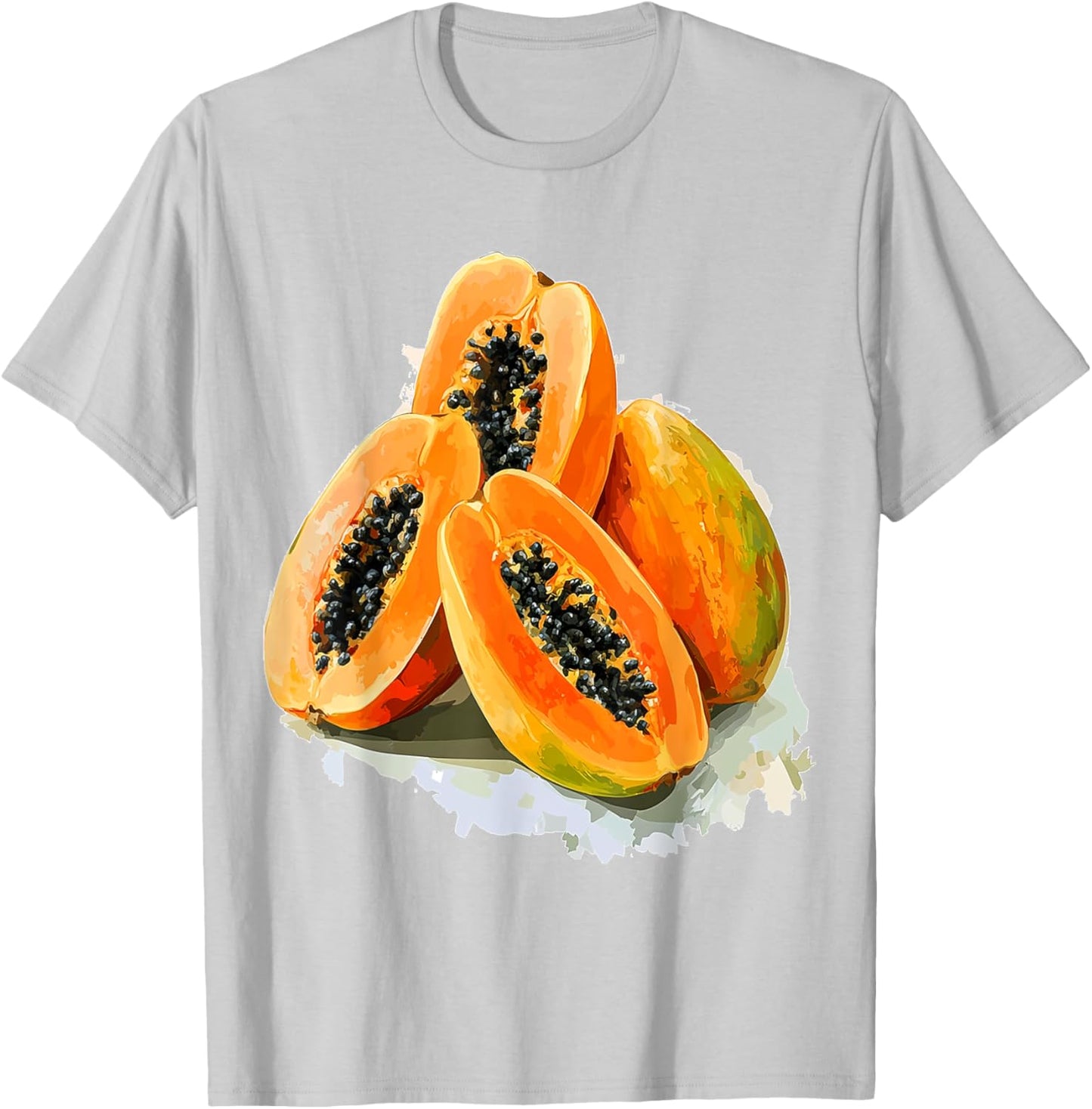 Papaya Fruit Motif Colorful Art Papaya T-Shirt - T-Shirt | Ash