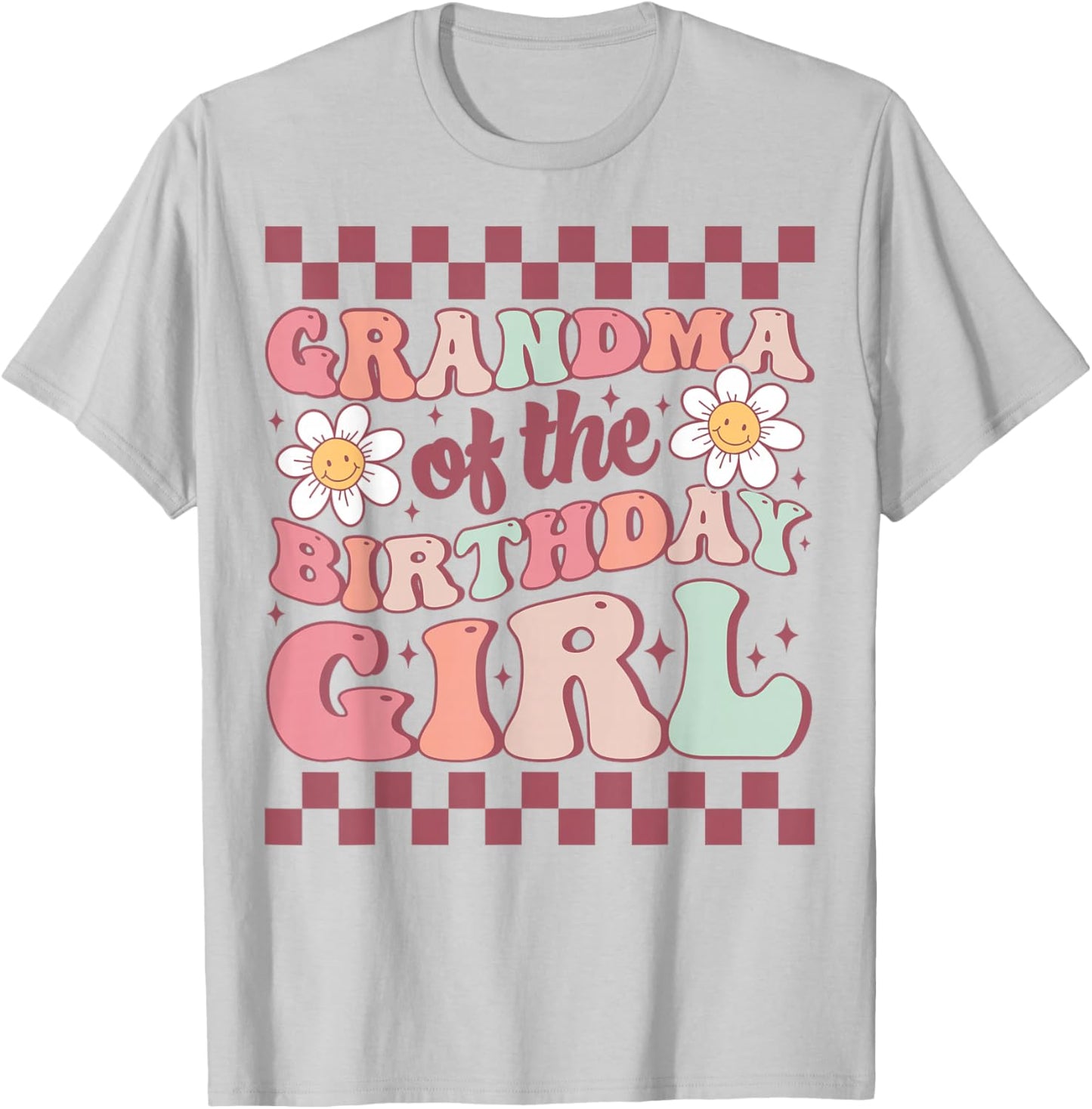 Grandma of The Birthday Girl Family Groovy Birthday Party T-Shirt - T-Shirt | Ash