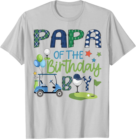 Papa Of The Birthday Boy Hole in One Golf Sport T-Shirt - T-Shirt | Ash