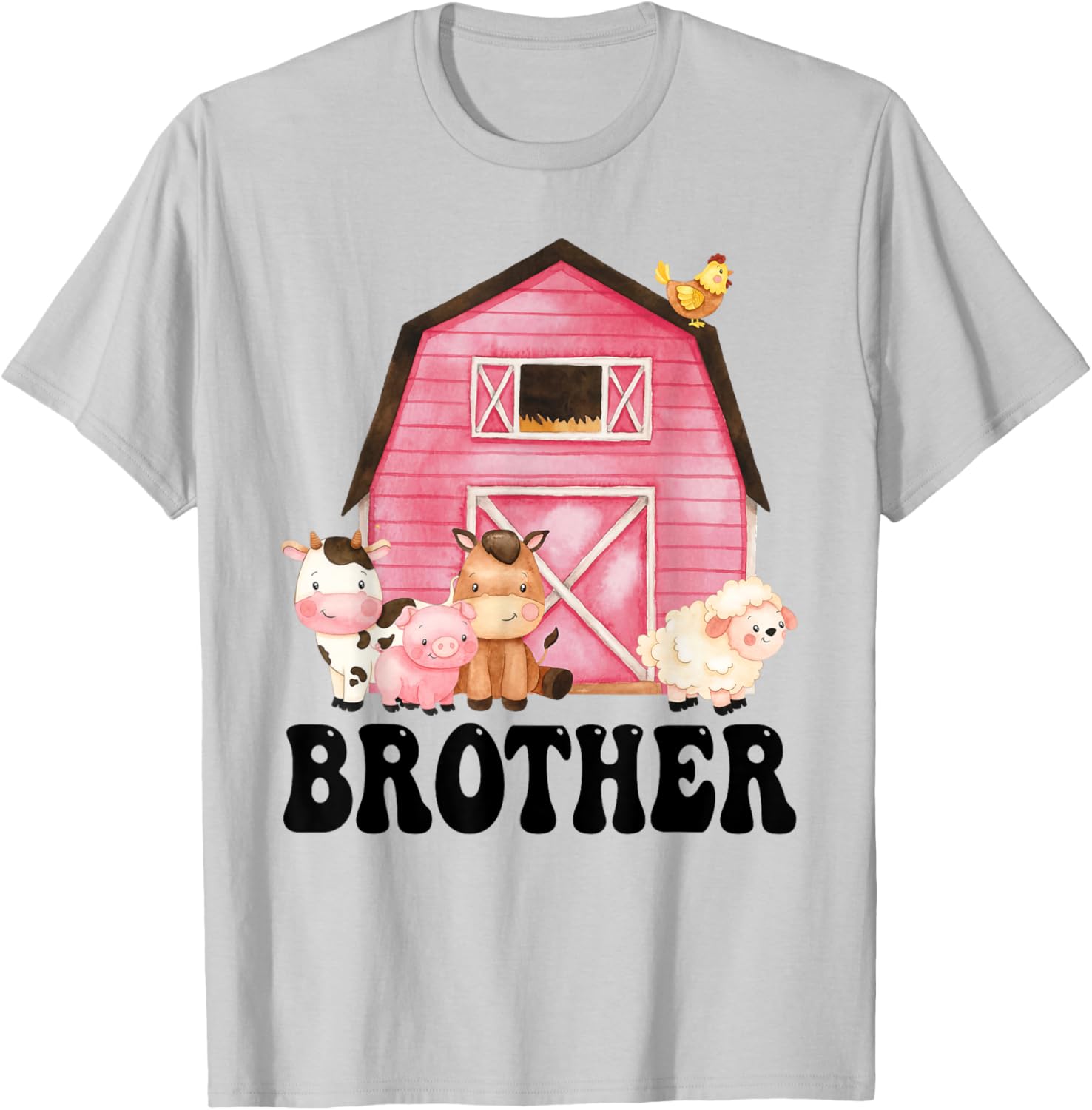 Funny Brother Farm Animals Birthday Theme Matching Family T-Shirt - T-Shirt | Ash