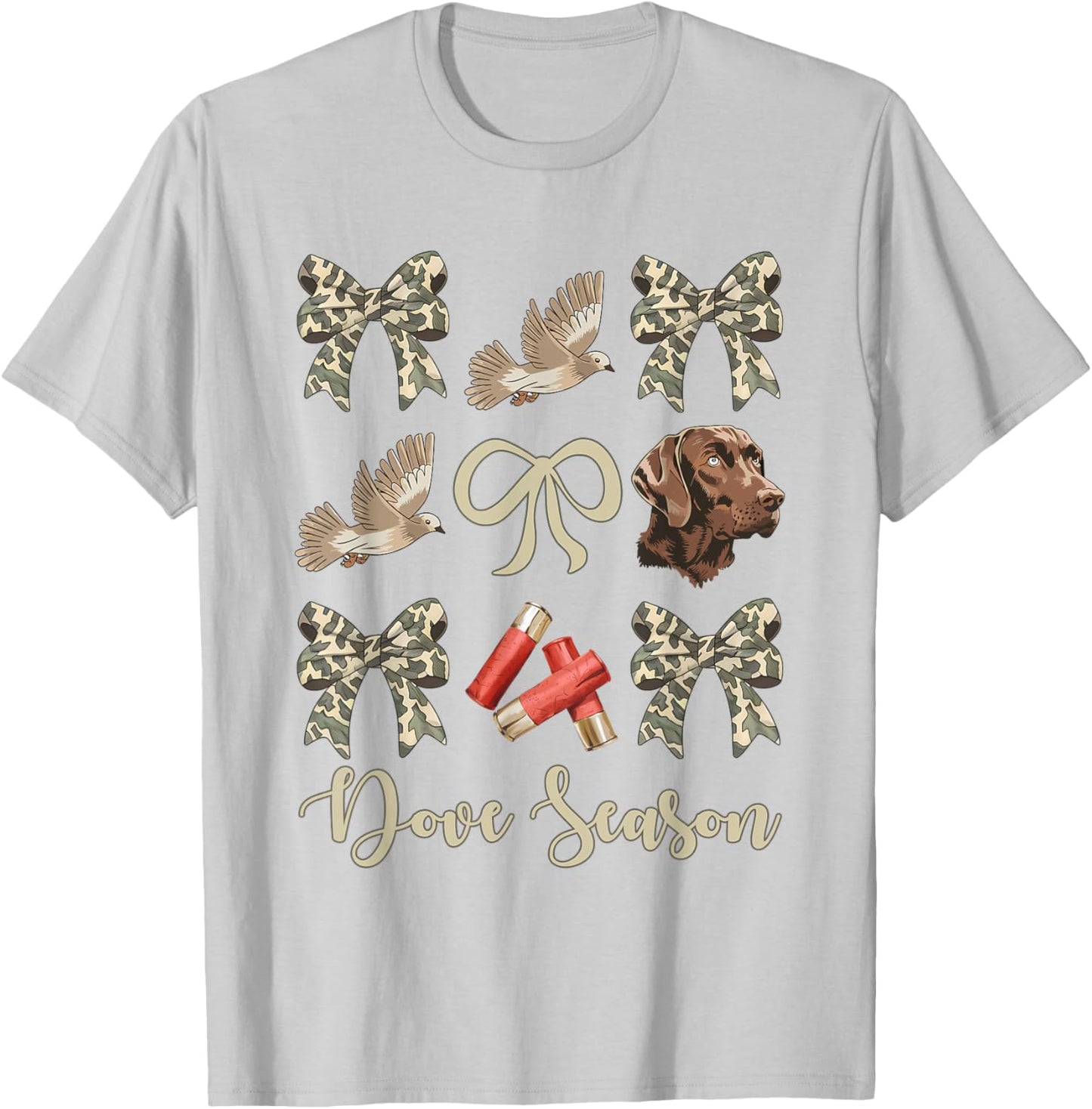 Camo Bow Coquette Dove Season Hunting Dove Hunter Hunt Girl T-Shirt - T-Shirt | Ash