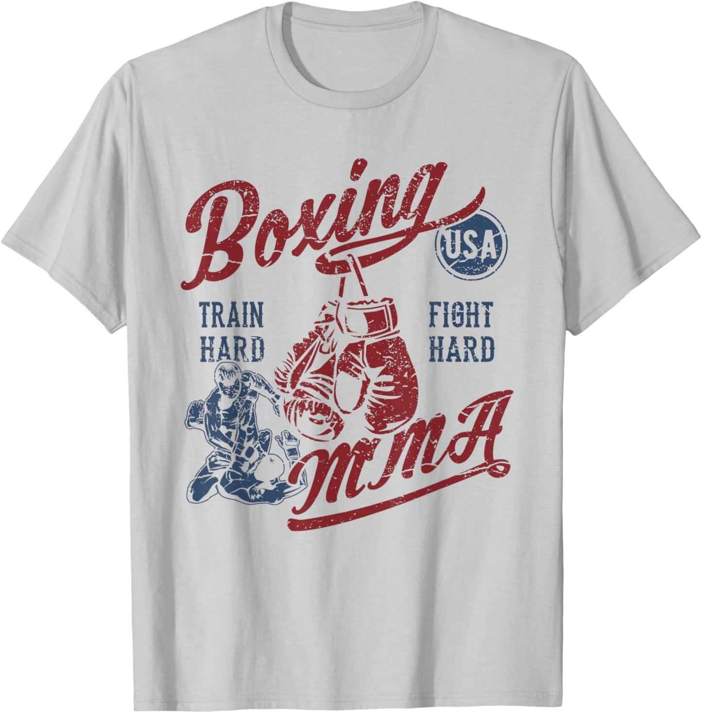Retro Boxing MMA USA Vintage Distressed Style Design T-Shirt - T-Shirt | Ash