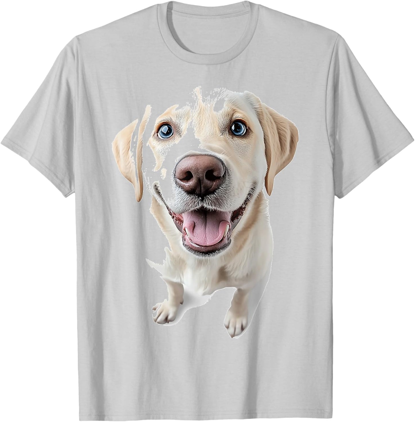 Labrador Dog Graphic Pet Artwork Blue Eyes Labrador T-Shirt - T-Shirt | Ash