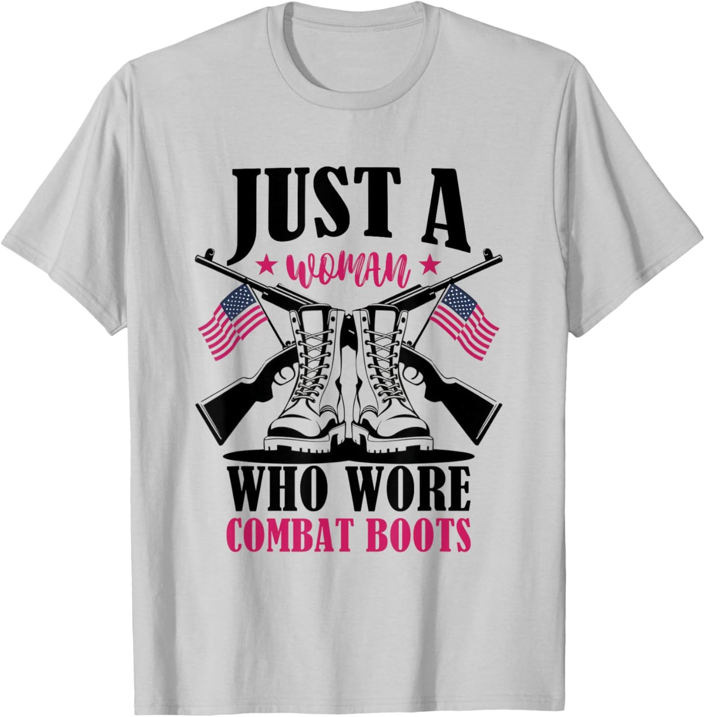 Just a Woman Who Wore Combat Boots Female Veteran Boots T-Shirt - T-Shirt | Ash