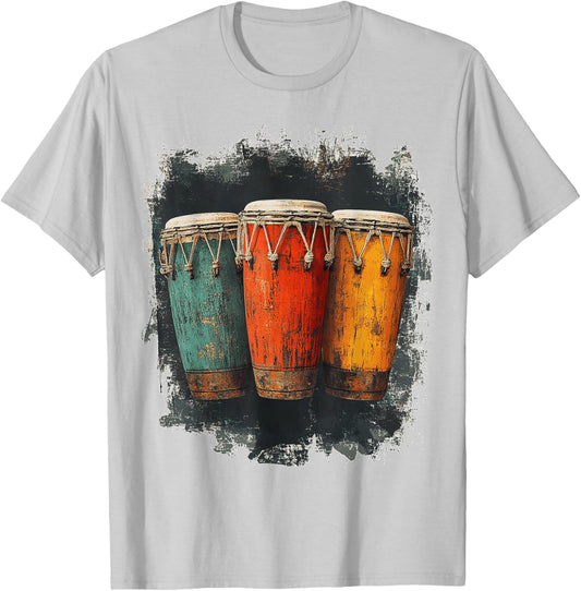 Congas Music Instrument Graphic Art Congas T-Shirt - T-Shirt | Ash