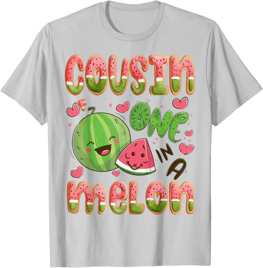 Cousin Of One In A Melon 1St Birthday Watermelon Bday Party T-Shirt - T-Shirt | Ash