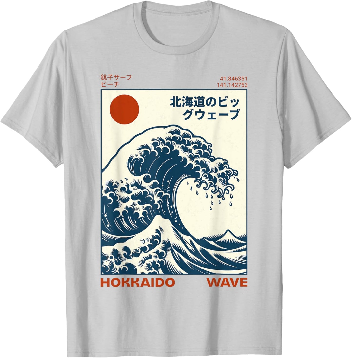 Hokkaido Wave Japanese Vintage T-Shirt - T-Shirt | Ash