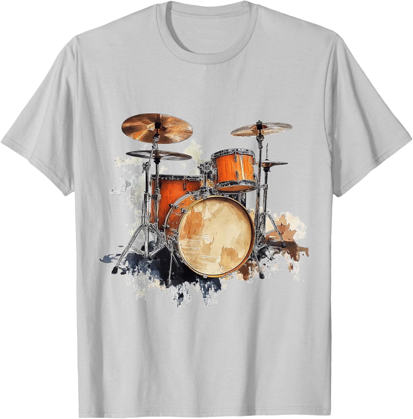 Drumset Music Instrument Motif Art Drumset T-Shirt - T-Shirt | Ash