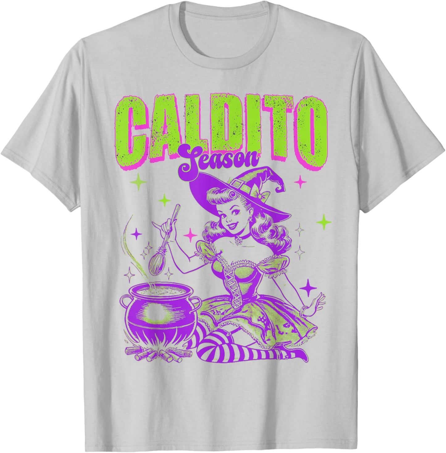 Caldito Season funny Spanish Halloween Bruja Latina T-Shirt - T-Shirt | Ash