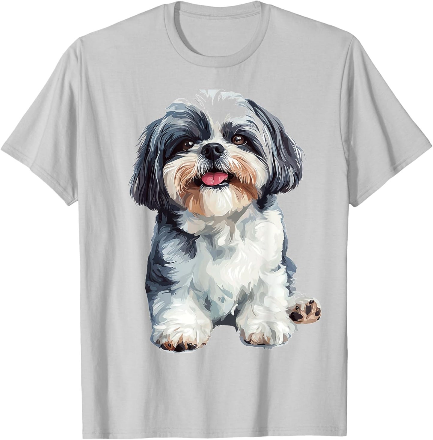 Shih Tzu Dog Graphic Pet Artwork Shih Tzu T-Shirt - T-Shirt | Ash