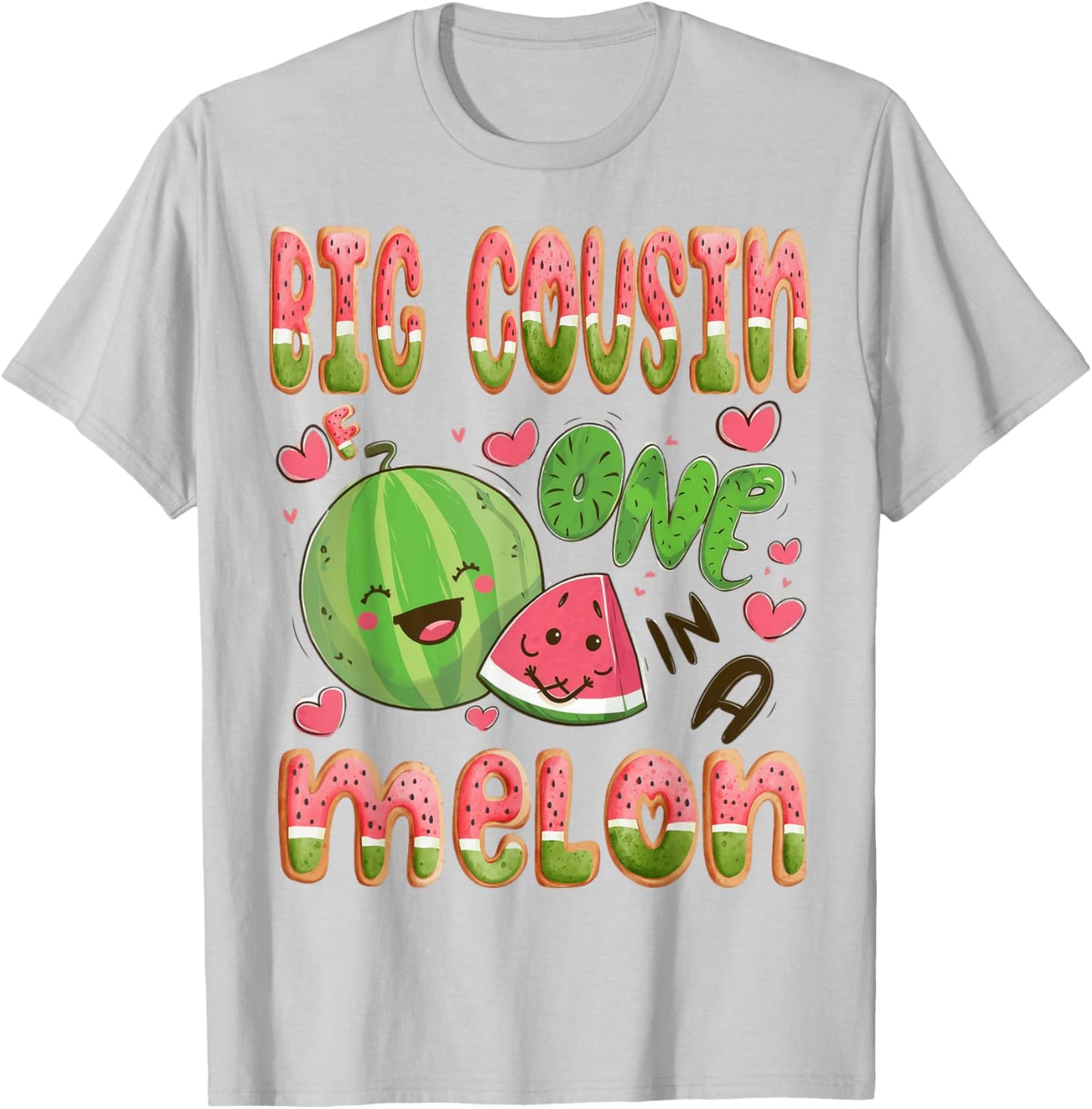 Big Cousin Of One In A Melon 1St Birthday Watermelon Bday T-Shirt - T-Shirt | Ash