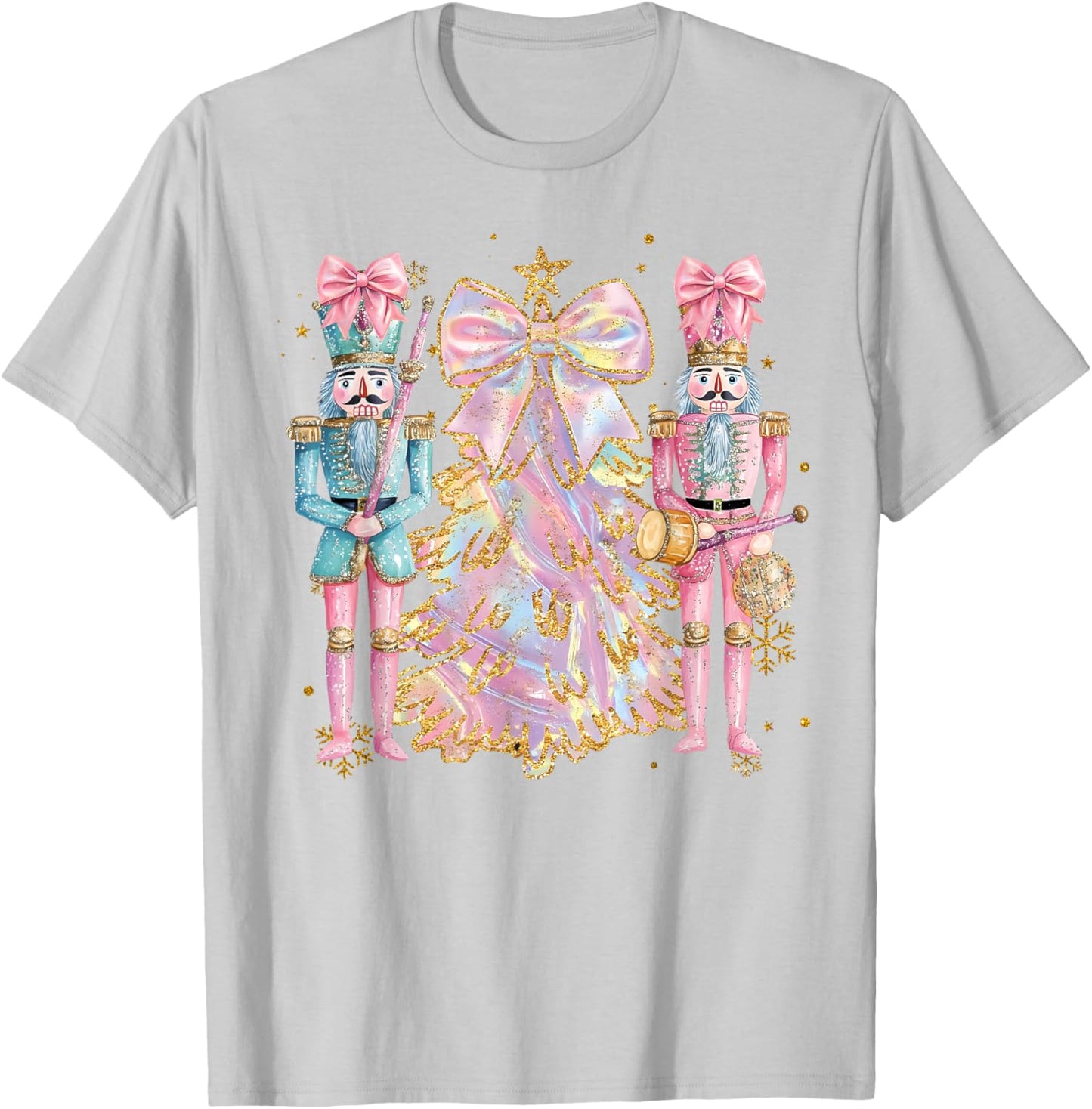 Coquette Christmas Tree Pink Nutcrackers Women Kids Girls T-Shirt - T-Shirt | Ash