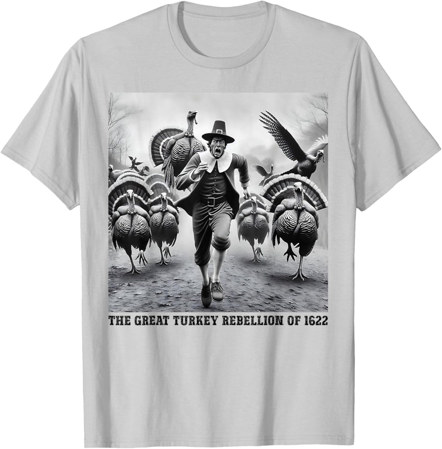 Turkey Rebellion Funny Thanksgiving History Kid T-Shirt - T-Shirt | Ash