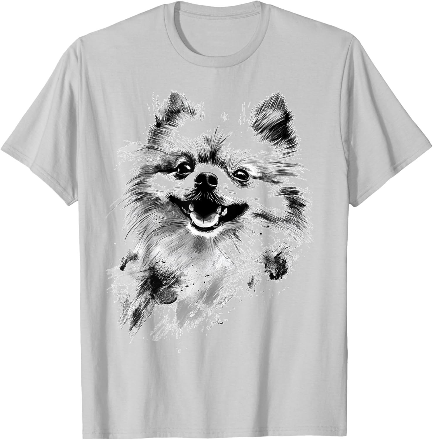 Pomeranian Dog Graphic Pet Artwork Pomeranian T-Shirt - T-Shirt | Ash