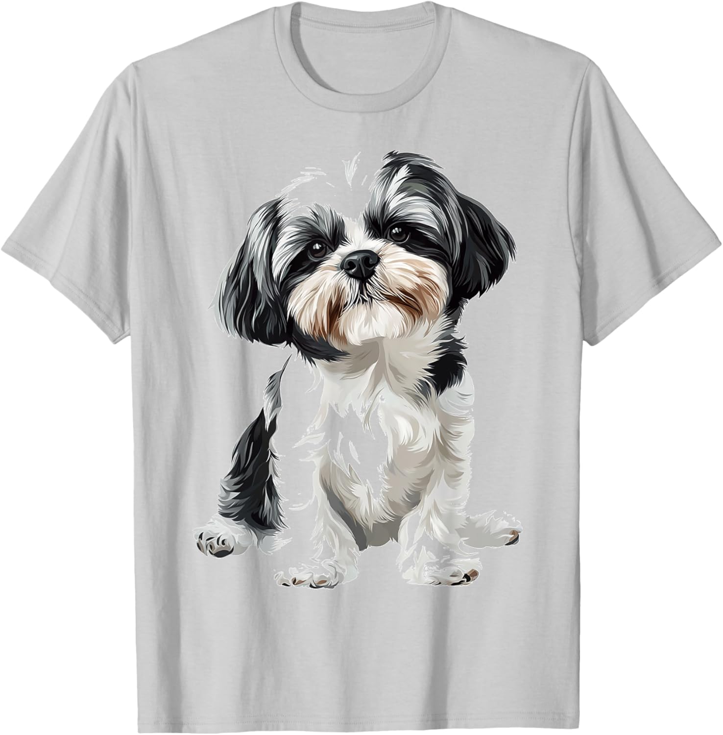 Shih Tzu Dog Motif Pet Illustration Shih Tzu T-Shirt - T-Shirt | Ash