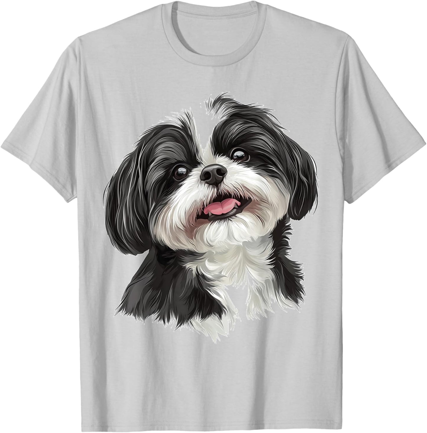 Shih Tzu Dog Motif Pet Illustration Shih Tzu Men Women Kids T-Shirt - T-Shirt | Ash