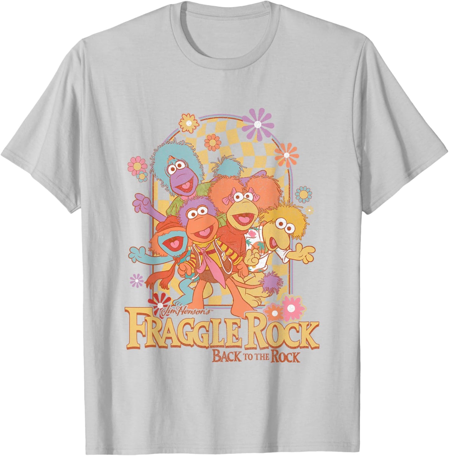 Fraggle Rock Back To The Rock Group Shot Vintage Chest Logo T-Shirt - T-Shirt | Ash