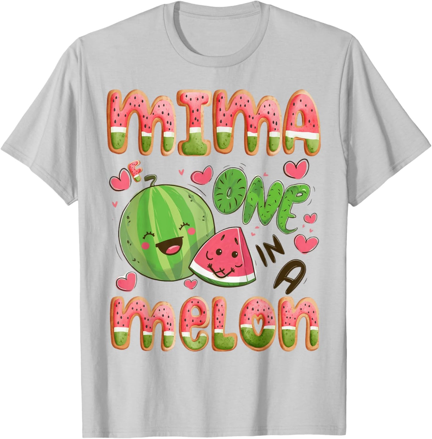 Mima Of One In A Melon 1St Birthday Watermelon Bday Party T-Shirt - T-Shirt | Ash