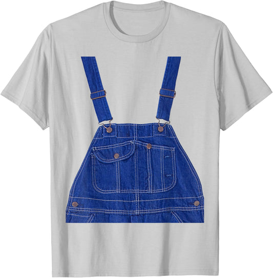 Blue Color Overall Printed On A Yellow Color T-Shirt - T-Shirt | Ash