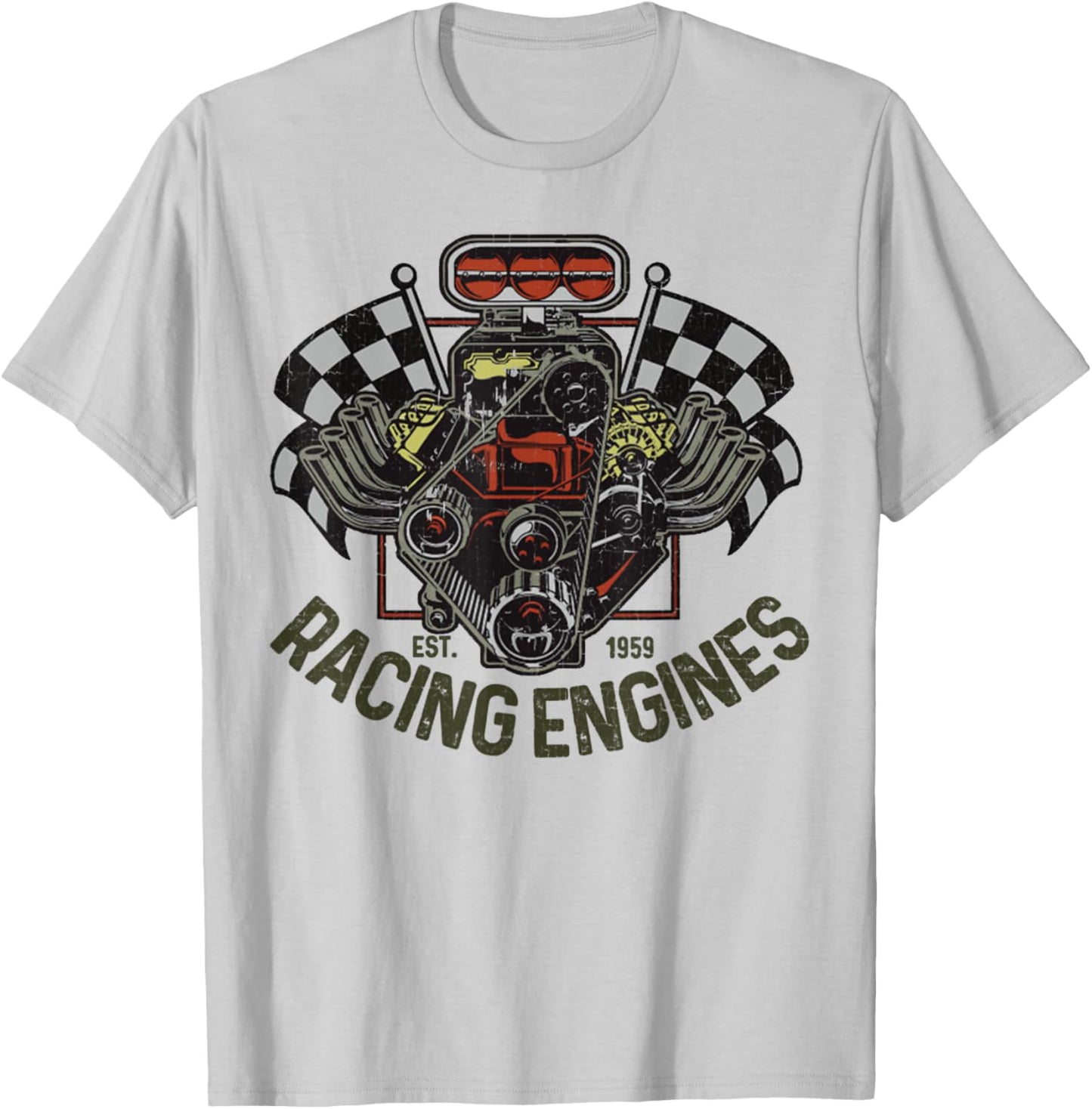 Vintage Drag Racing Retro Car Engine Mechanics Motor Racing T-Shirt - T-Shirt | Ash