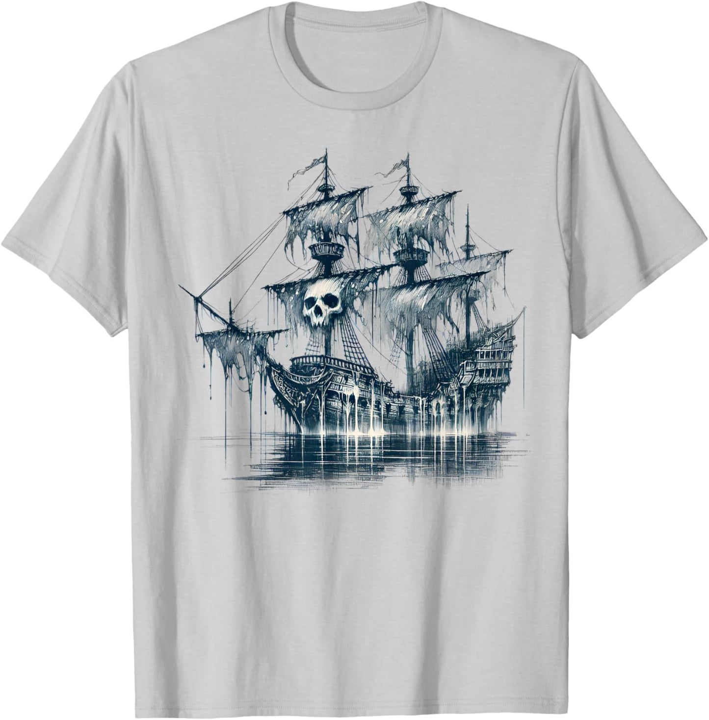 Cool Ghost Ship with Skull Argh Pirate T-Shirt - T-Shirt | Ash