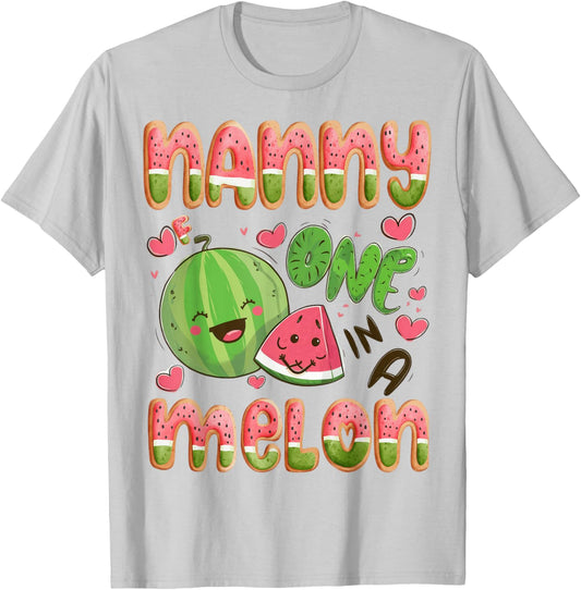 Nanny Of One In A Melon 1St Birthday Watermelon Bday Party T-Shirt - T-Shirt | Ash